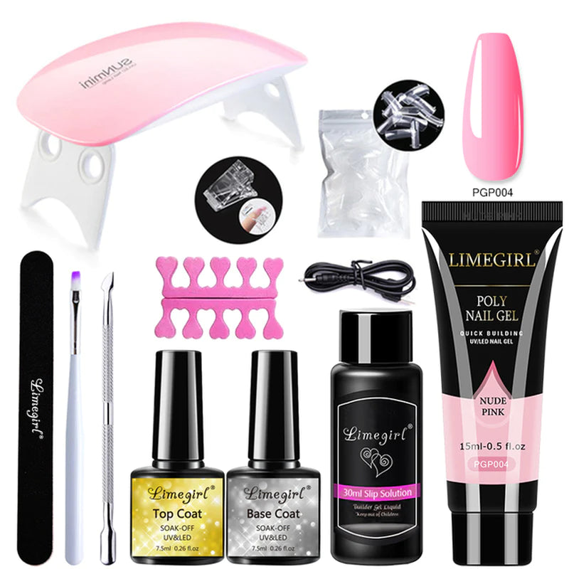 Nail Extension Kit – Complete Poly Gel Nail Kit with LED Lamp, Nail Drill, Gel Polish & Art Tools for DIY Manicure