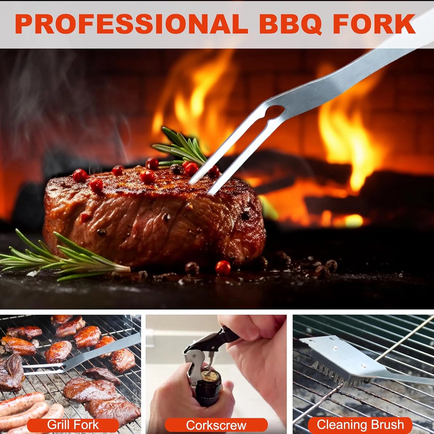 22-Piece Stainless Steel BBQ Grill Tool Set for Outdoor Camping