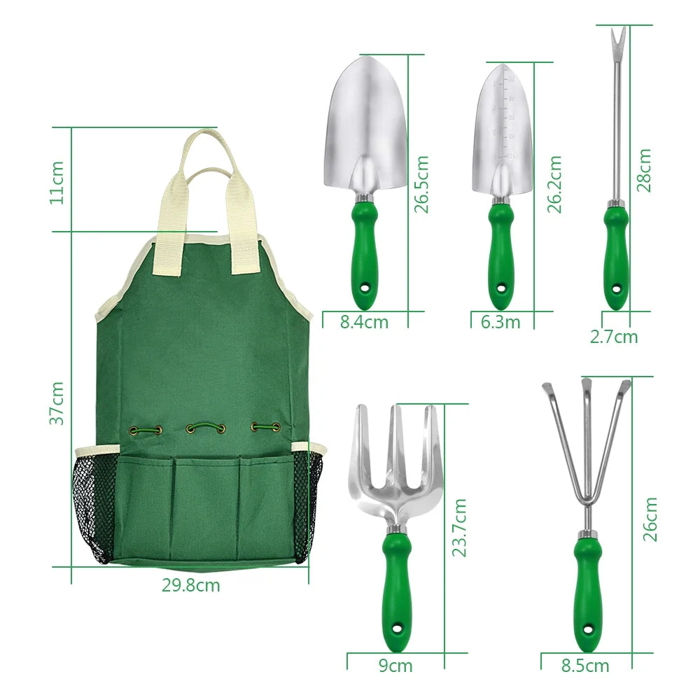 11-Piece Garden Tool Set with Tote Bag and Gardening Apron – Stainless Steel Hand Tools