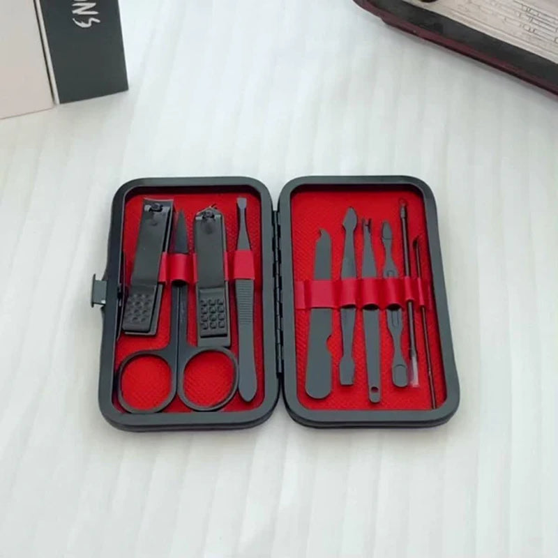 10-Piece Nail Care Kit – Black Nail Clippers and Cuticle Nippers with Travel Case