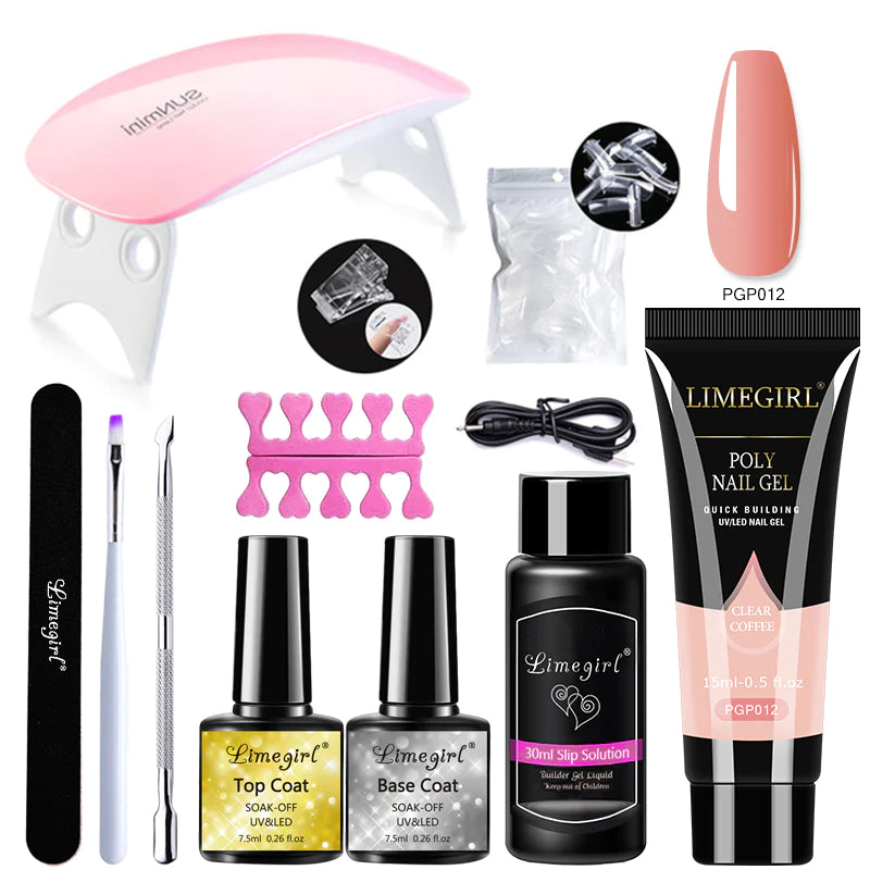 Nail Extension Kit – Complete Poly Gel Nail Kit with LED Lamp, Nail Drill, Gel Polish & Art Tools for DIY Manicure
