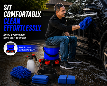 D.I.Y. (Detail It Yourself) Car Wash Kit with rolling dolly and grit guard
