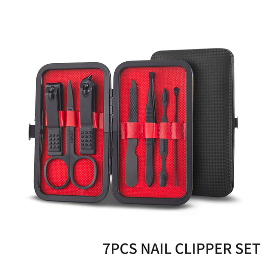 7–24 Piece Stainless Steel Manicure & Pedicure Kit – Professional Nail Grooming Set with Black Leather Travel Case