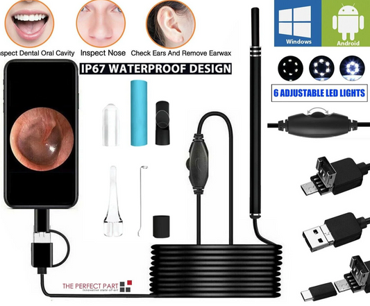 HD LED Ear Endoscope Otoscope Camera Wax Pick Cleaning Removal Kit