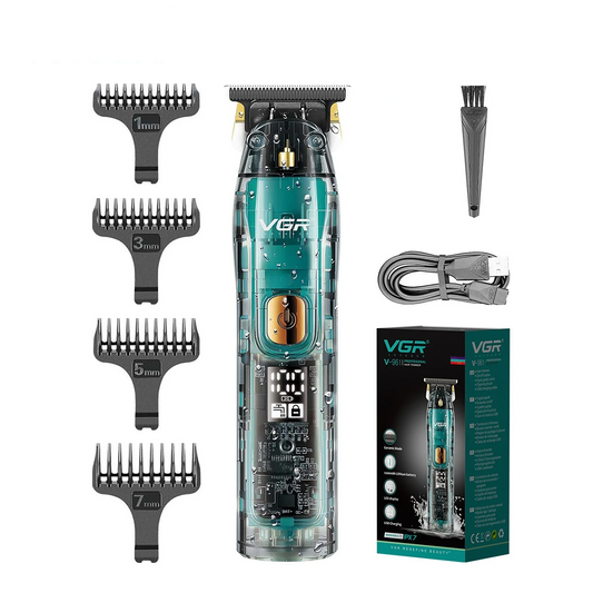 Electric Hair Trimmer Kit – Cordless Hair Cutting Machine with IPX7 Waterproof Body, LED Display & 4 Guide Combs