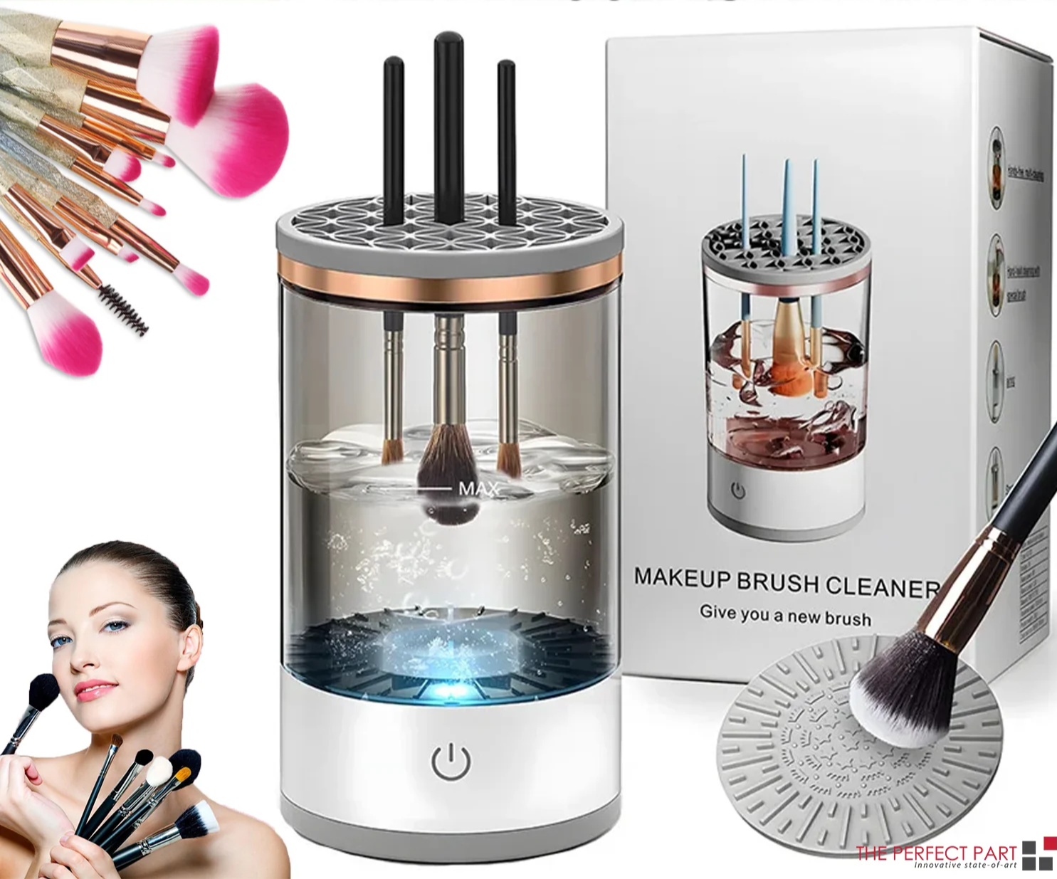 Electric Makeup Brush Cleaning Kit – Automatic, Fast & USB Powered