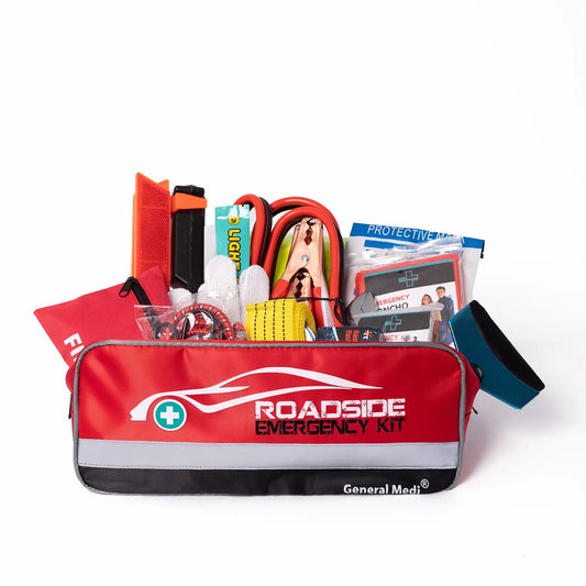 127-Piece Emergency Roadside Kit with Jumper Cables, Tow Rope, Mini First Aid Kit & Safety Tools