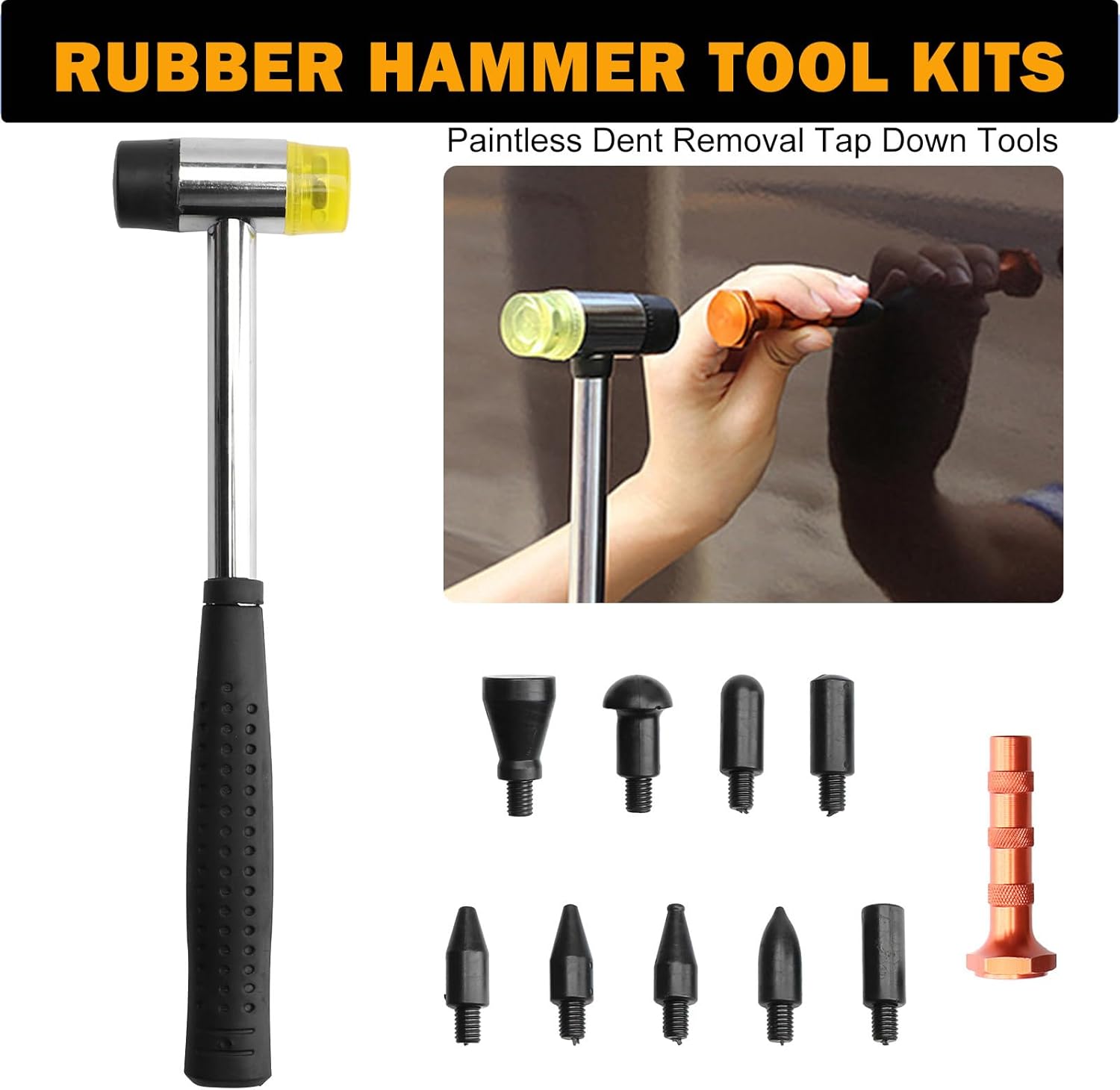 Car Dent Puller Kit – 97PCS Paintless Dent Repair Set with Golden Lifter, T-Bar & Bridge Puller for Car, SUV, RV, Truck