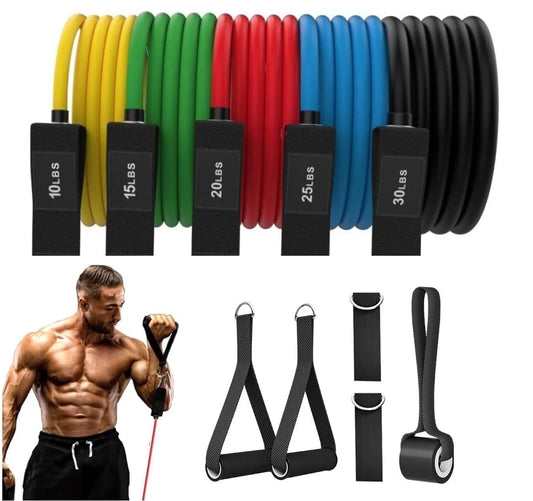 Resistance Bands Kit – 11-Piece Exercise Band Set with Handles, Door Anchor, Ankle Straps & Waterproof Carry Bag