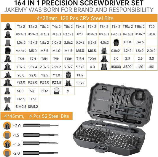 164-Piece Precision Screwdriver Repair Tool Kit – Multi-Bit Set for Laptop, Computer, and Electronics Repair
