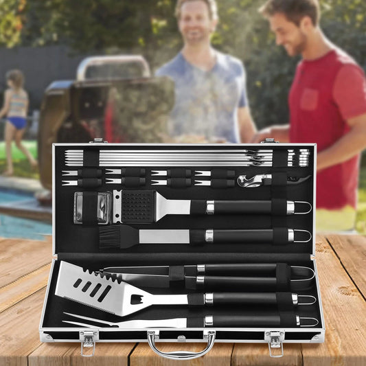 22-Piece Stainless Steel BBQ Grill Tool Set for Outdoor Camping