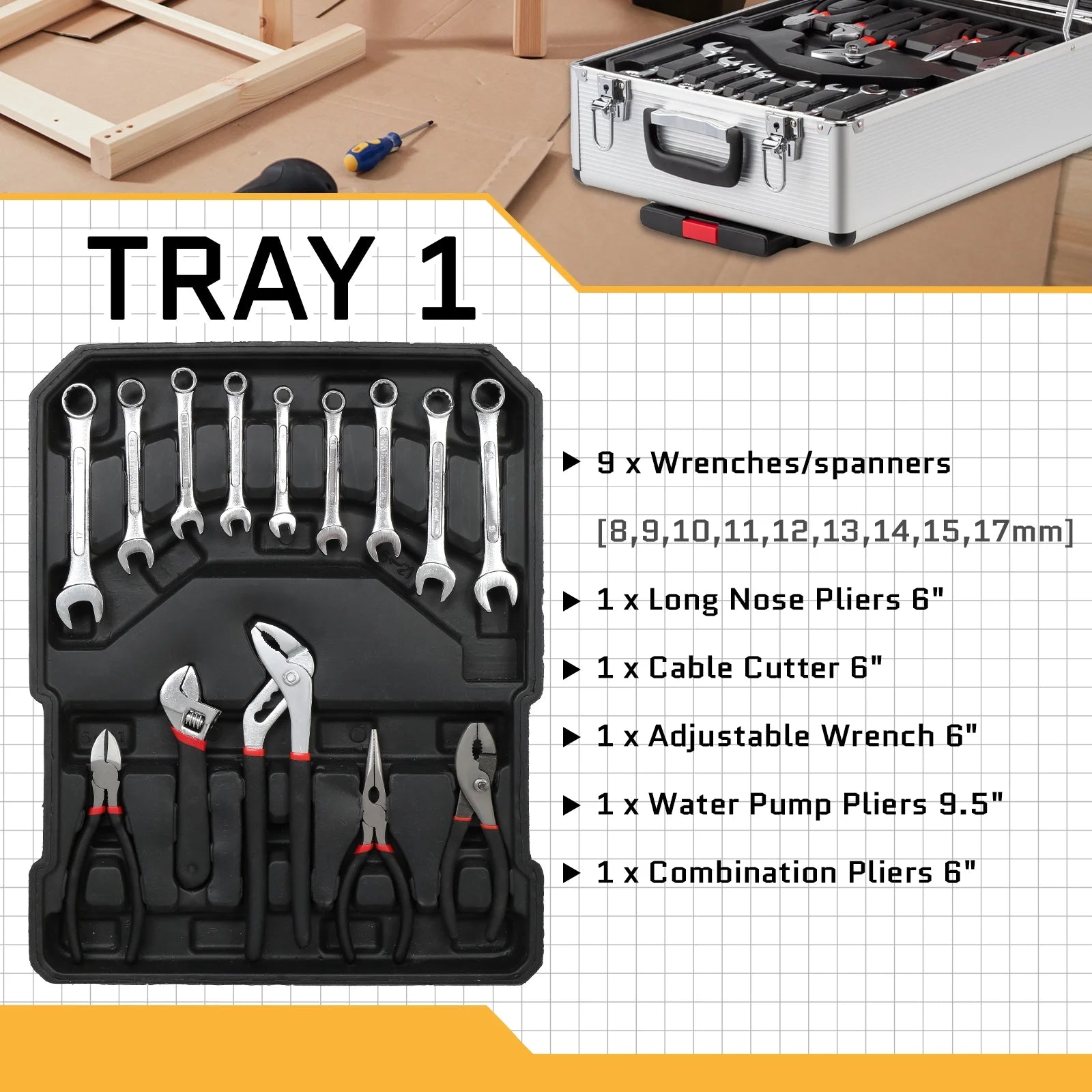 799-Piece Household & Mechanics Tool Set with Rolling Trolley Case – Silver