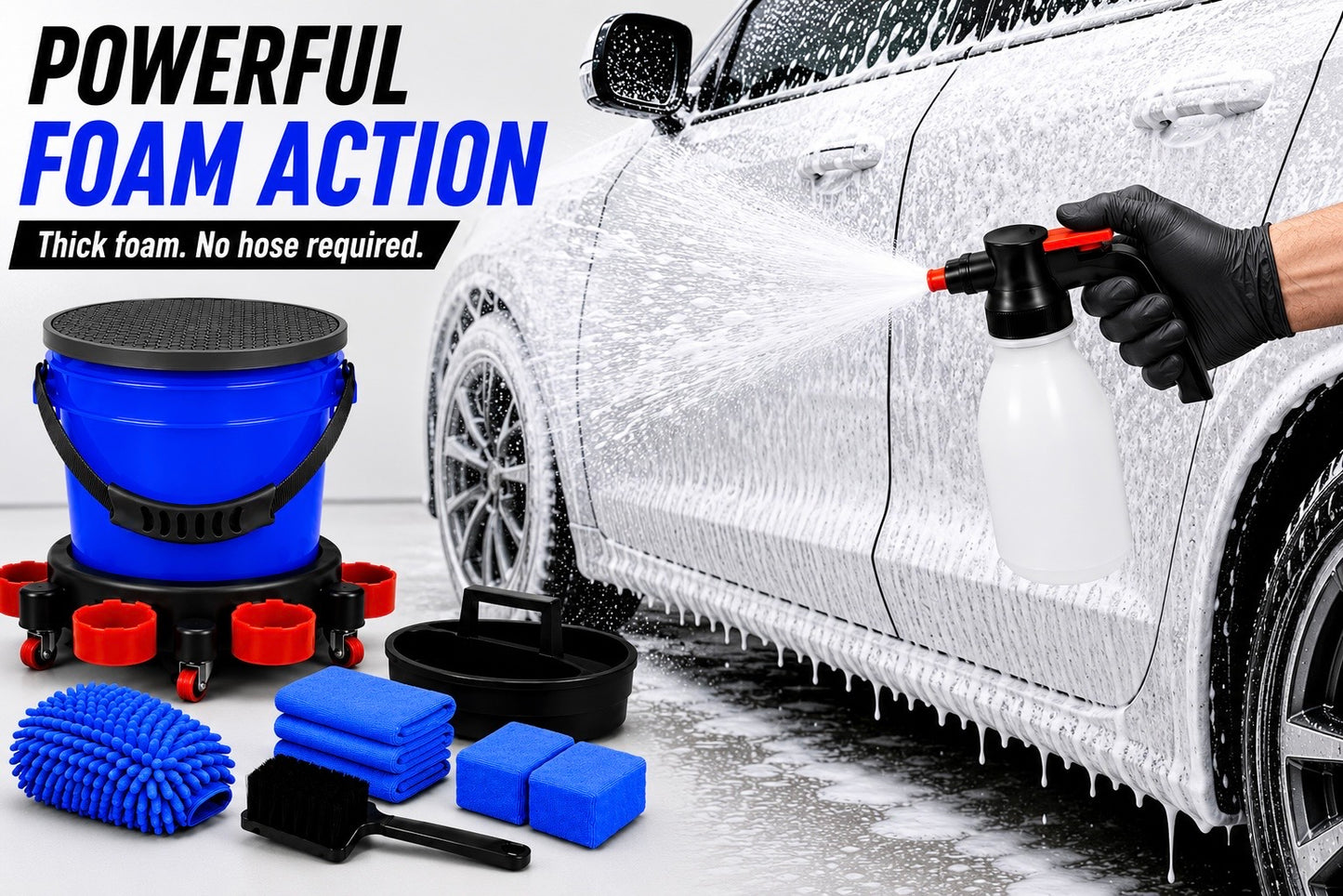 D.I.Y. (Detail It Yourself) Car Wash Kit with rolling dolly and grit guard