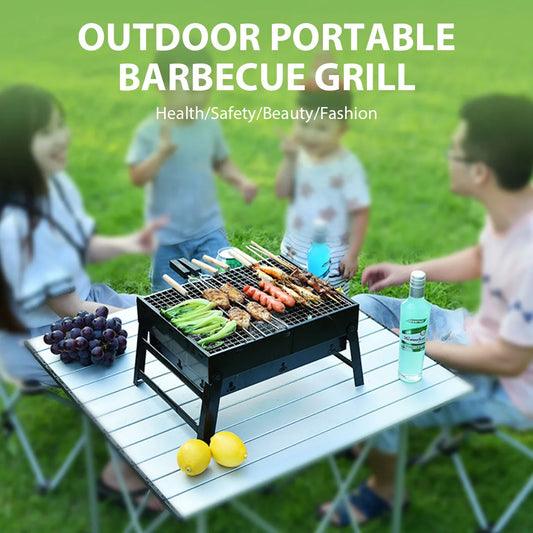Portable Stainless Steel Charcoal BBQ Grill – Compact Mini Grill for Outdoor Cooking, Camping, Picnic, or Beach