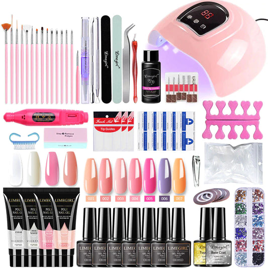Nail Extension Kit – Complete Poly Gel Nail Kit with LED Lamp, Nail Drill, Gel Polish & Art Tools for DIY Manicure